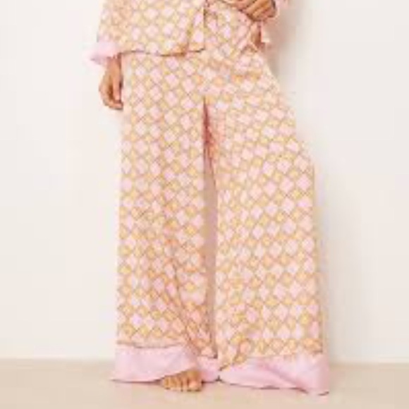 Free people dreamy days satin  pajama set. XL nwt Pink and Orange - Picture 3 of 8